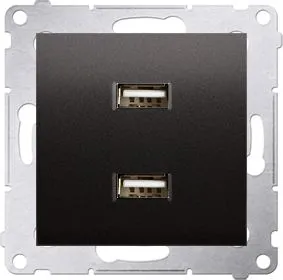 Karikues Kontakt-Simon Simon54, 2xUSB, 2.1A 5V/DC, antracit - 1