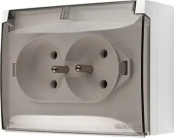 Prizë e jashtme Kontakt-Simon Aquaclick ACGZ2/11A, dyshe, IP44, me tokëzim, me kapak transparent e bardhë
