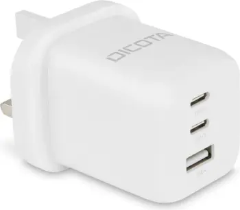 Karikues murit DICOTA Compact 3-Port GaN 65W, UK, i bardhë