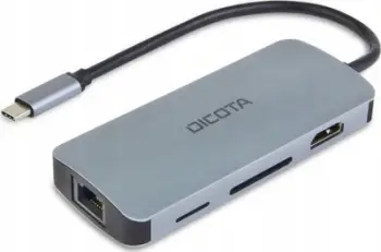 Hub USB Dicota USB C 8 in 1, 4K HDMI, PD 100W, gri