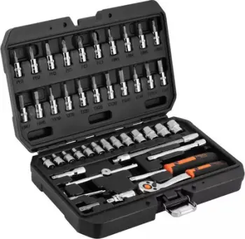 Set veglash Neo 10-004, 46 pjesë, çelik krom vanadium, me kuti plastike