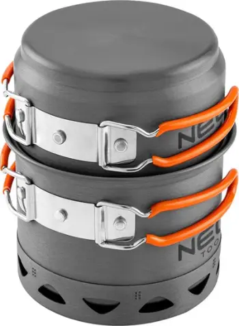 Set gatimi kampingu Neo 2 in 1, tenxhere 0.9L, tigan 0.5L, gri
