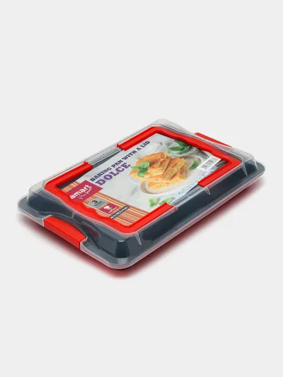 Tepsi me kapak të plastikës Lamart LT3102, e kuqe - 1