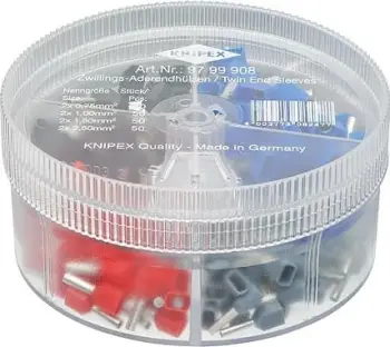 Set këmbëzash kabllosh Knipex Twin, 0.75-2.5mm², 45 copë, shumëngjyrësh