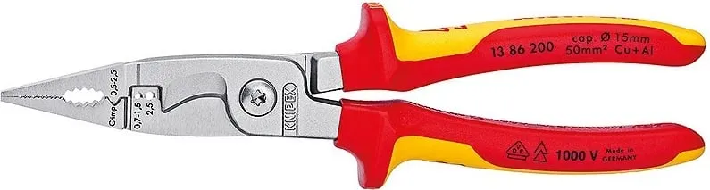 Pinca të holla Knipex 13 86 200, çelik, dorezë plastike, 200mm, portokalli/kuqe - 1