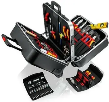 Kuti veglash Knipex BigTwinMove Elektro, set 65 pjesë, me rrota, e zezë