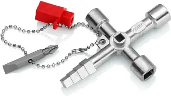 Çelës universal kabinete Knipex Profi-Key 00 11 04, 11 në 1, me zinxhir sigurie, gri