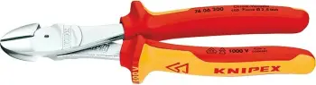 Kangjella diagonale Knipex 74 06 200, 200mm, krom-vanadium, dorezë plastike, portokalli/kuqe