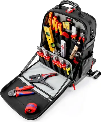 Çantë veglash Knipex Modul X18 Elektro, e zezë, me vegla të kuqe dhe të verdhë