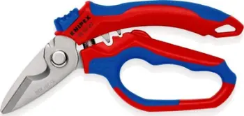 Gërshërë të kënduara për elektricistë Knipex 95 05 20, çelik inox, doreza plastike, blu kuqe