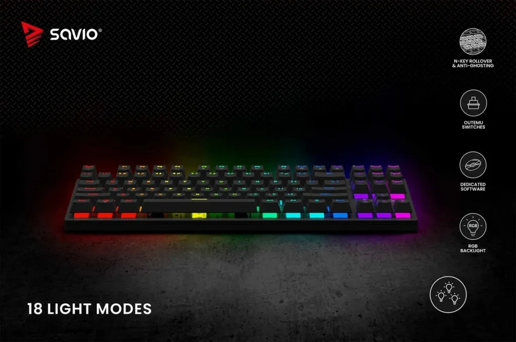 Tastierë lojërash Savio Tempest X2, Outemu Blue, e zezë - 15
