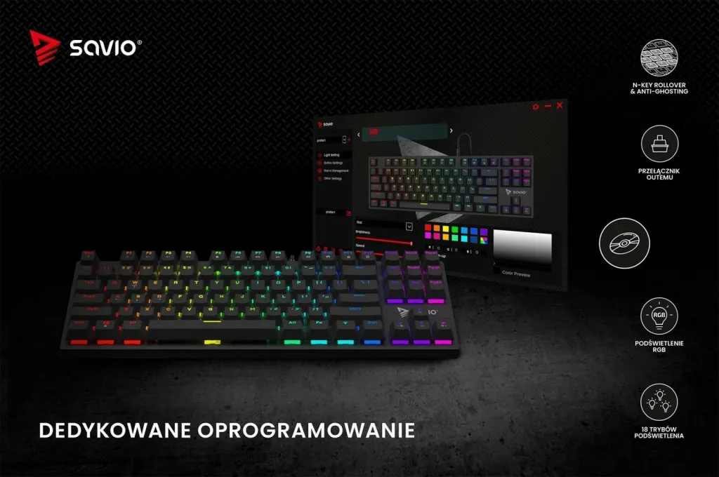 Tastierë lojërash Savio Tempest X2, Outemu Blue, e zezë - 7
