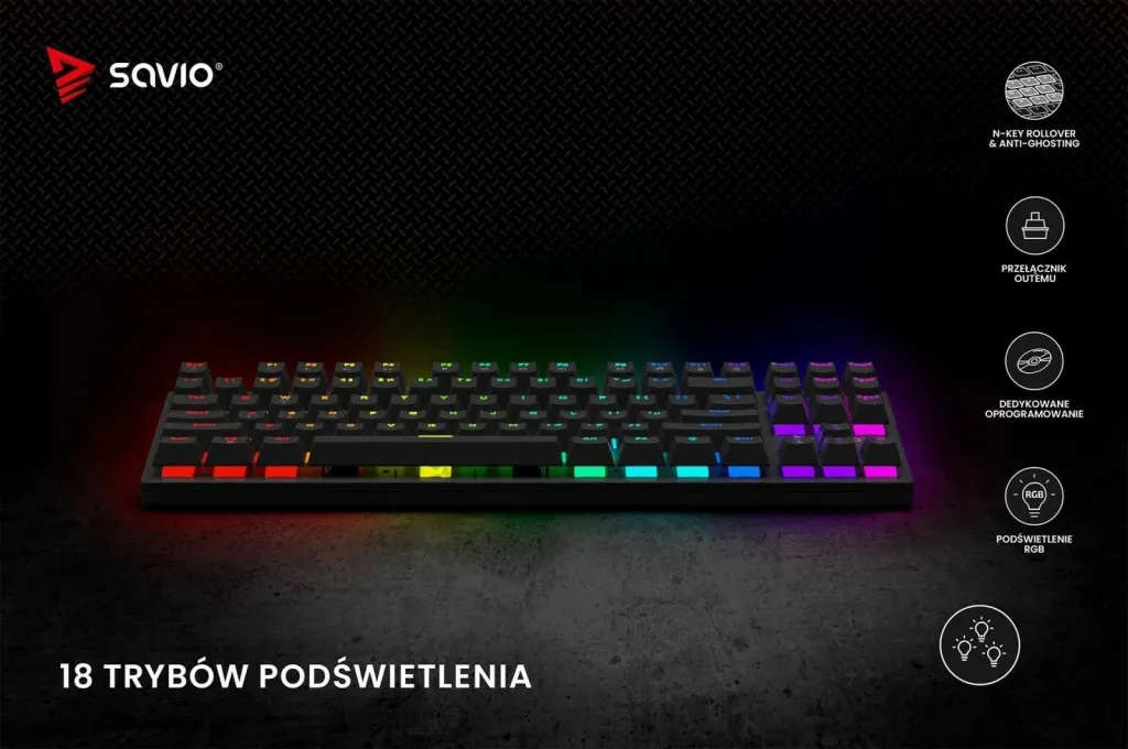 Tastierë lojërash Savio Tempest X2, Outemu Blue, e zezë - 9