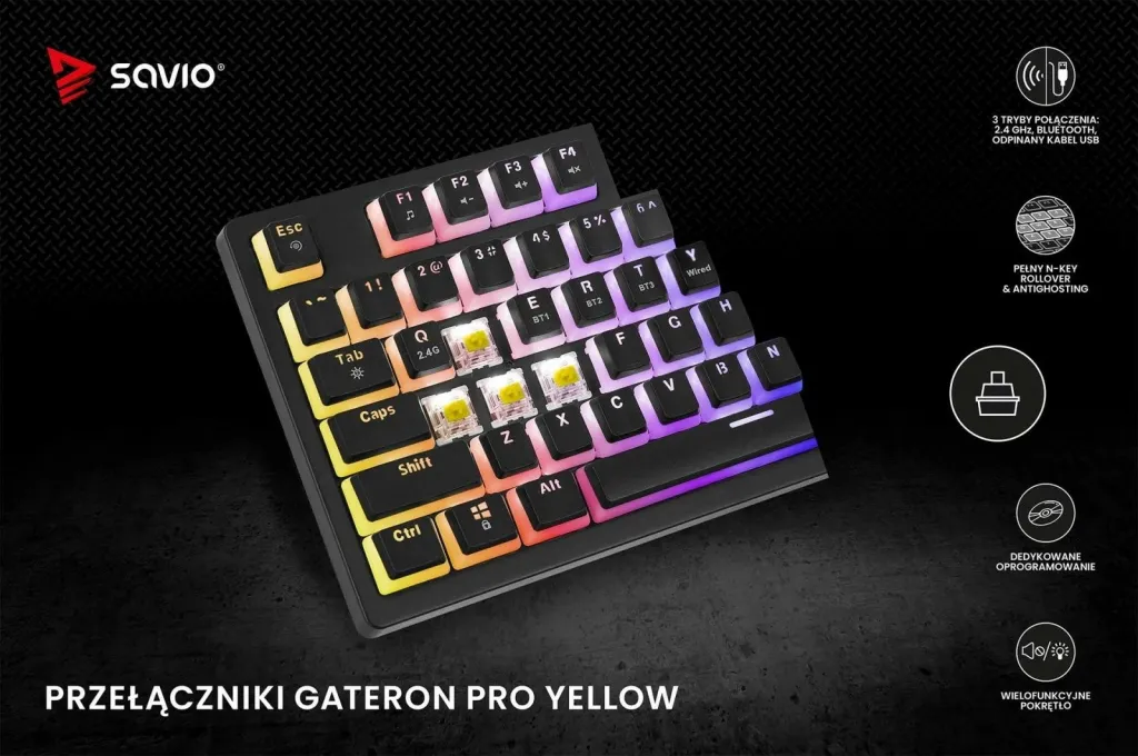 Tastierë mekanike Phenix YELLOW, wireless, e zezë - 10
