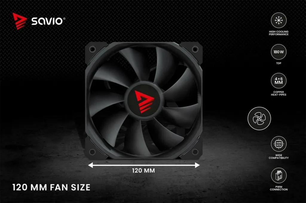Ftohës CPU Savio VORTEX X2, 120mm, 180W TDP, i zi - 11