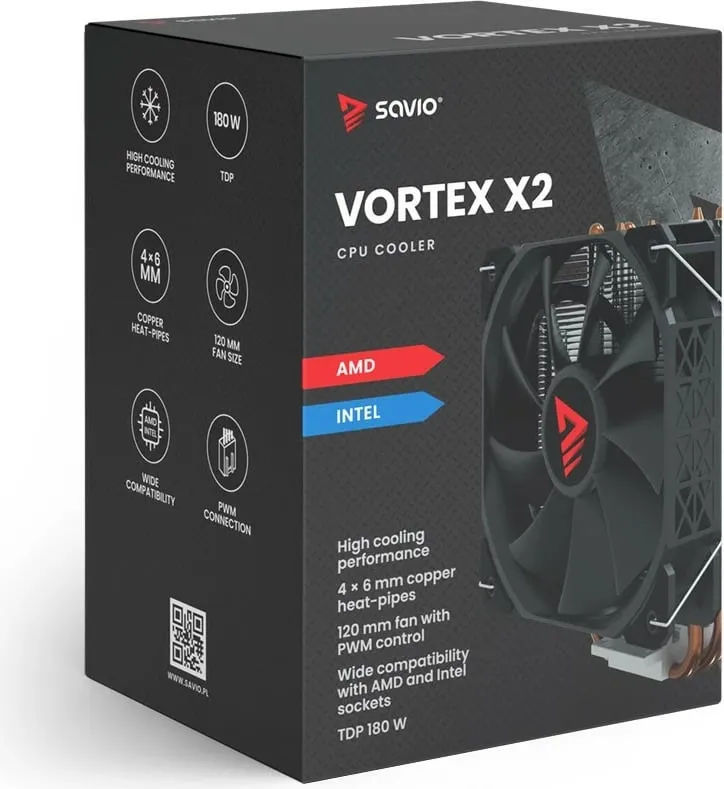 Ftohës CPU Savio VORTEX X2, 120mm, 180W TDP, i zi - 23