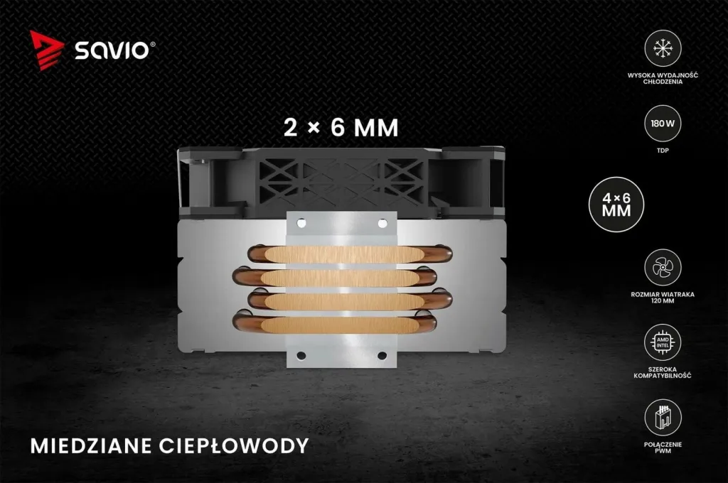 Ftohës CPU Savio VORTEX X2, 120mm, 180W TDP, i zi - 4