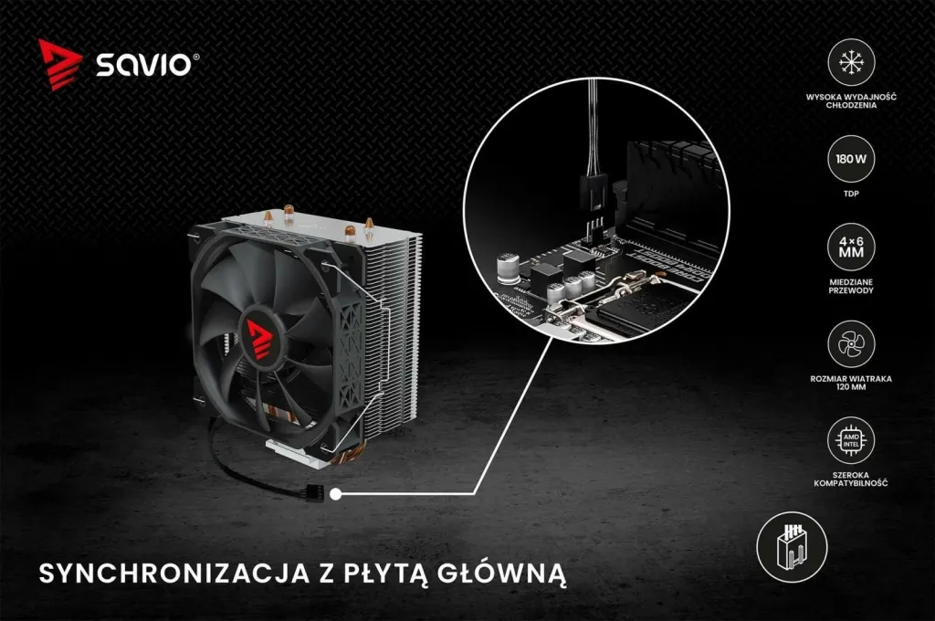 Ftohës CPU Savio VORTEX X2, 120mm, 180W TDP, i zi - 7