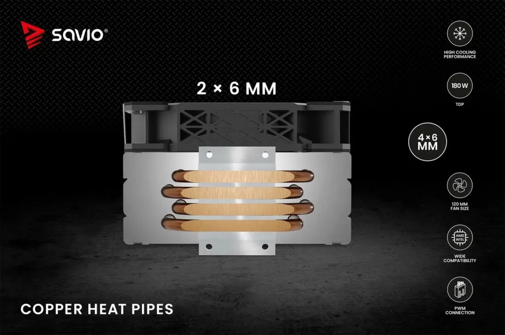 Ftohës CPU Savio VORTEX X2, 120mm, 180W TDP, i zi - 10