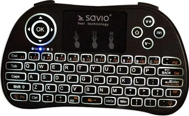 Tastierë Savio KW-02, wireless, US, e zezë - 1