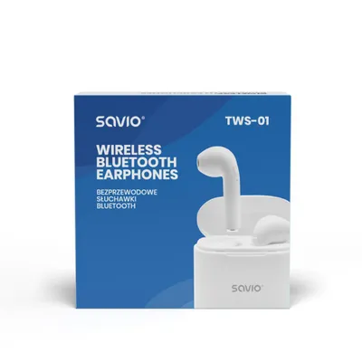Dëgjuese Savio TWS-01, Wireless, të bardha - 5