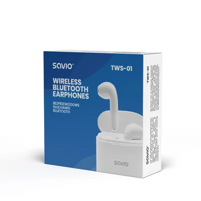 Dëgjuese Savio TWS-01, Wireless, të bardha - 6