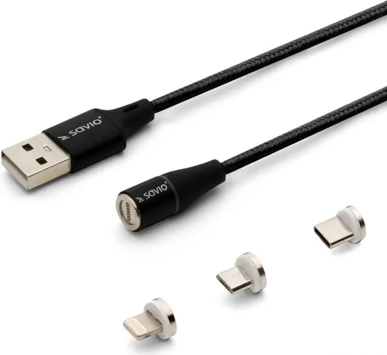 Kabllo Savio, USB A / USB C / Micro-USB A, 1 m, e zezë - 2