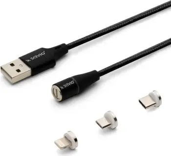 Kabllo Savio, USB A / USB C / Micro-USB A, 1 m, e zezë