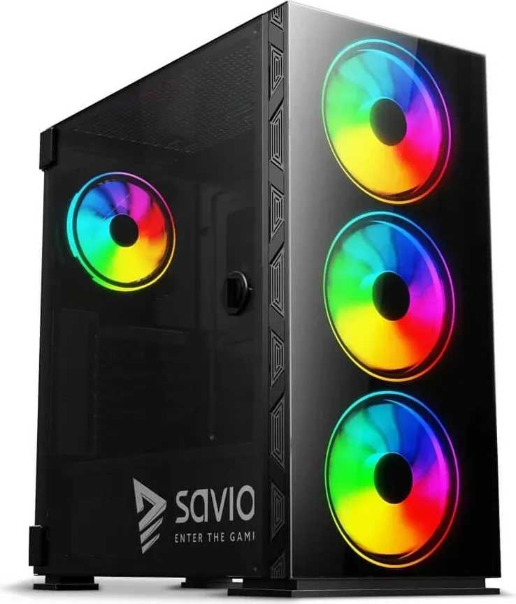 Kasë Savio Prime X1 ARGB Glass, e zezë - 13