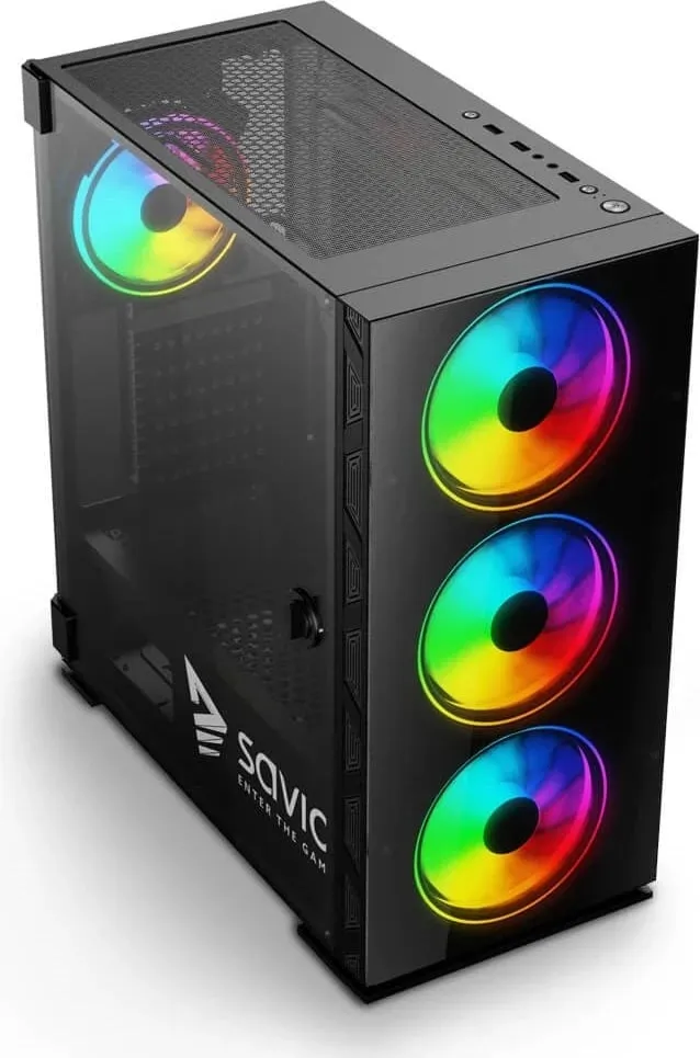 Kasë Savio Prime X1 ARGB Glass, e zezë - 4