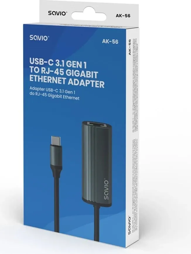 Përshtatës SAVIO USB-C 3.1 Gen.1 (M), 1000 Mbps, AK-56, i hirtë - 3
