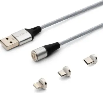 Kabllo USB Savio CL-156, 2m, USB 2.0, USB C/Micro USB/Lightning, Argjendtë