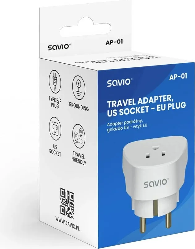 Adapter elektrik SAVIO AP-01, i bardhë - 5