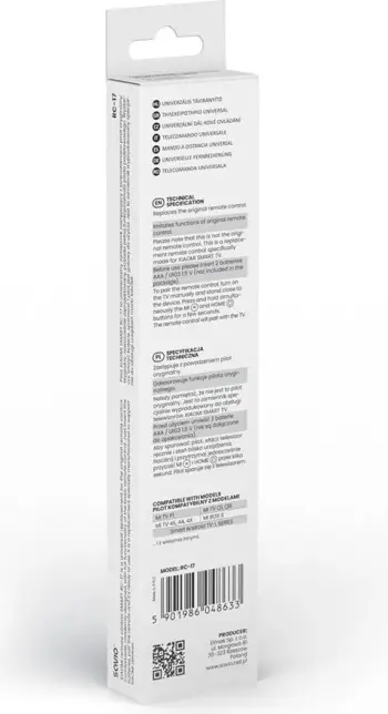 Telekomandë SAVIO RC-17 për Xiaomi, IR/Bluetooth, e zezë