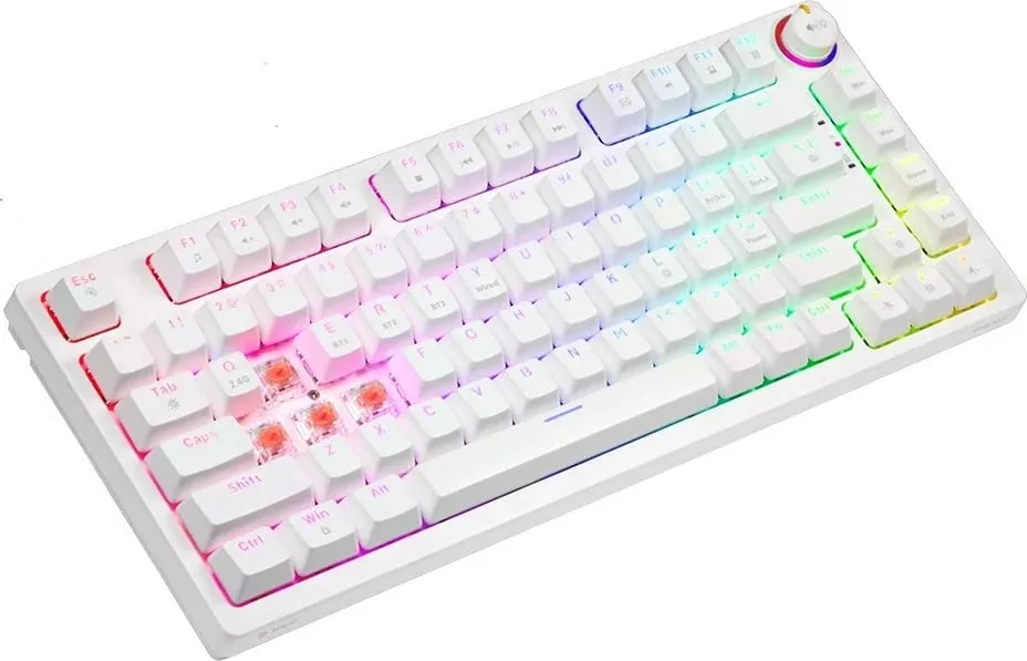 Tastierë gaming SAVIO Phenix White GAT RED, Bluetooth, QWERTY, RGB LED, e bardhë - 1