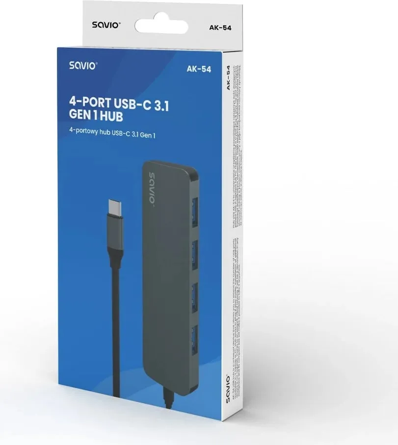 Hub Savio USB-C - 4 x USB-A, AK-54, hiri - 3