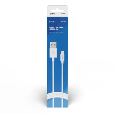 Kabllo Savio, USB A / USB C, 1 m, e bardhë - 2