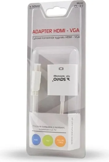 Përshtatës AV Savio HDMI - D-Sub (VGA), i bardhë - 1