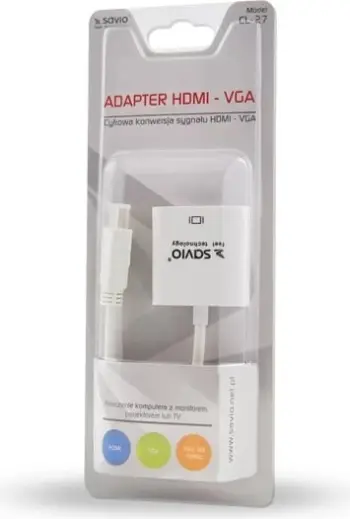 Përshtatës AV Savio HDMI - D-Sub (VGA), i bardhë