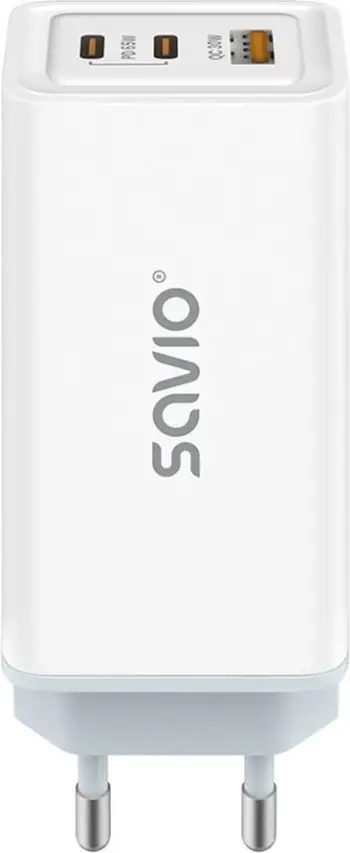 Karikues rrjeti Savio LA-07, GaN 65W, 2x USB-C 1x USB-A, i bardhë