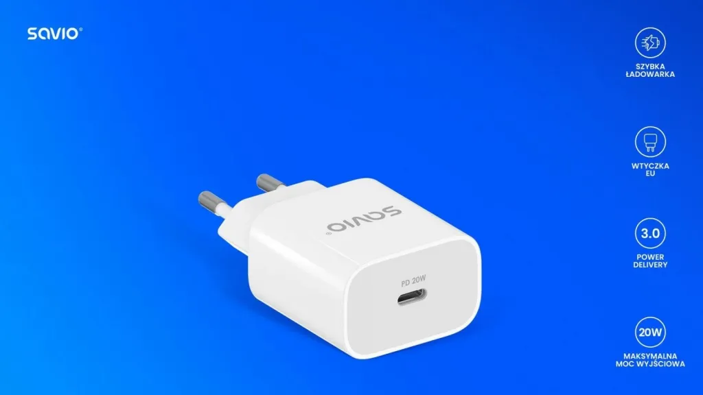 Karikues muri Savio LA 09, 20W, USB C QC PD 3.0, i bardhë - 5