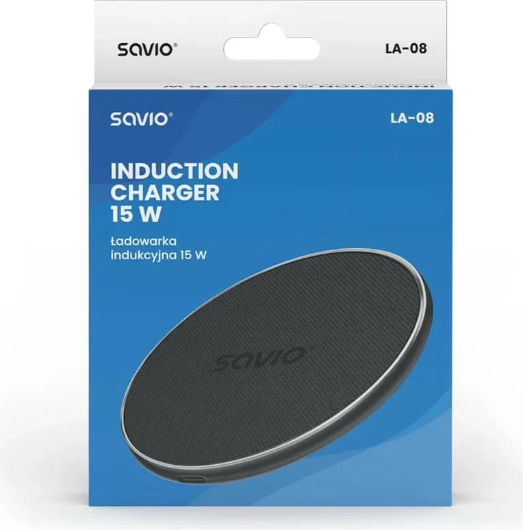 Karikues wireless Savio LA-08 Charger Qi, 15W, i zi - 3