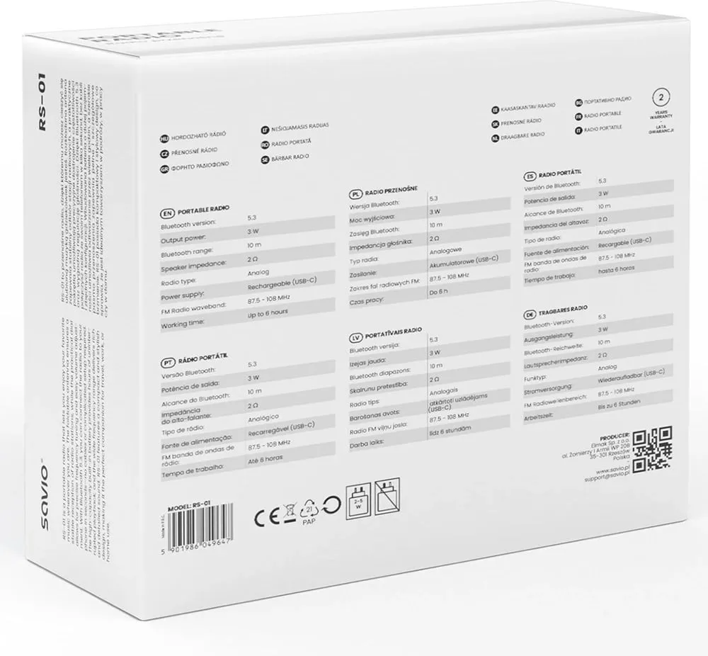 Radio portabile Savio RS-01, FM, USB, e zezë - 3