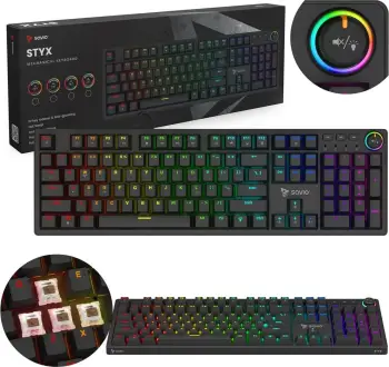 Tastierë mekanike SAVIO STYX, Outemu Brown, RGB, Full-size, e zezë