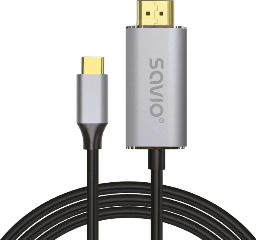 Kabëll USB-C në HDMI Savio CL-170, 1m, bakër - 1