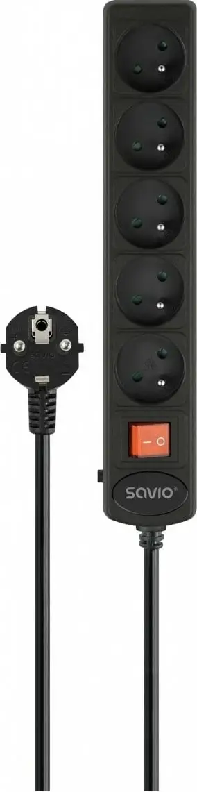 Prizë zgjatuese Savio LZ-16, 5 dalje, kabllo 1.8m, e bardhë