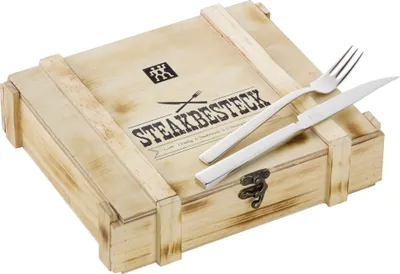 Set biftekësh Zwilling 12 copë, çelik inox, kuti druri - 1
