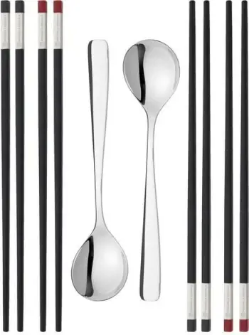 Set bastunësh Zwilling 39180-001-0 me lugë, ngjyrë e zezë dhe argjendtë