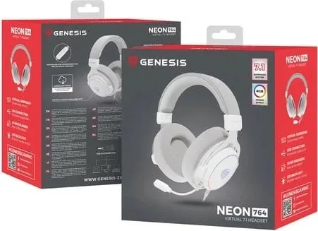 Kufje Genesis Neon 764, USB, të bardha - 5