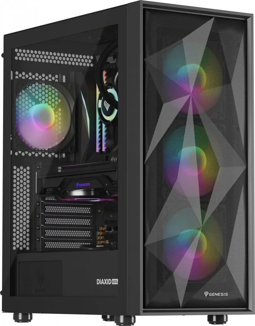 Kasë Genesis Diaxid 605 ARGB, e zezë, Midi Tower - 1